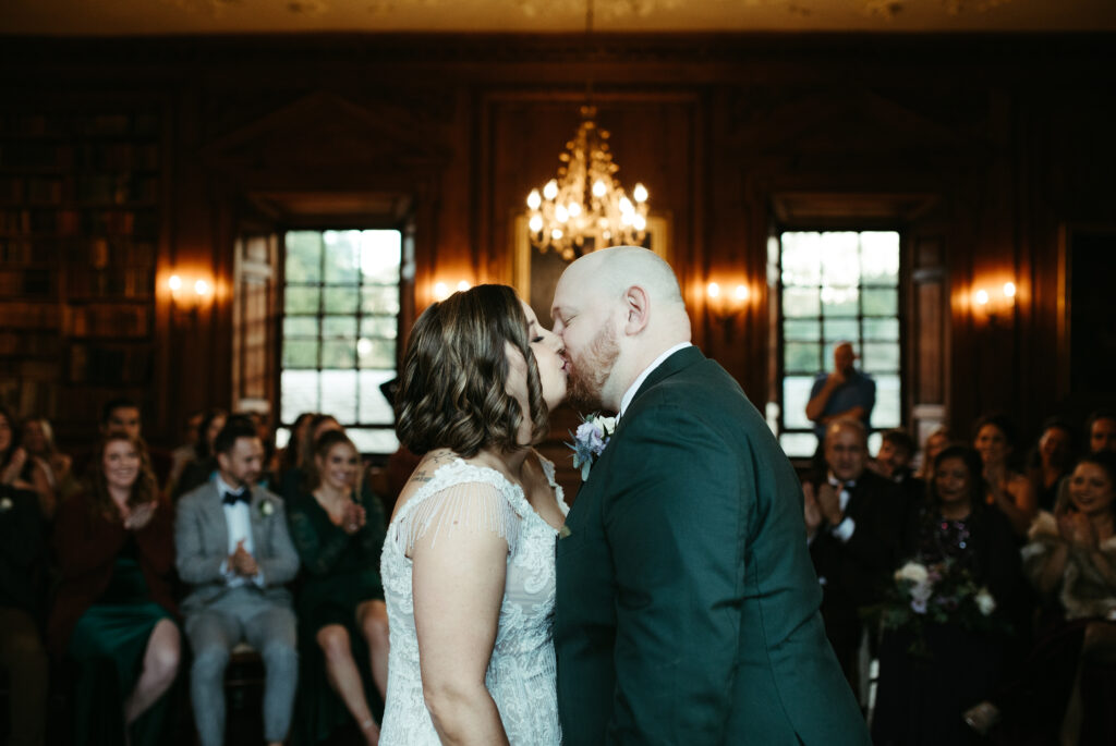 First kiss during ceremony at Gilmerton House